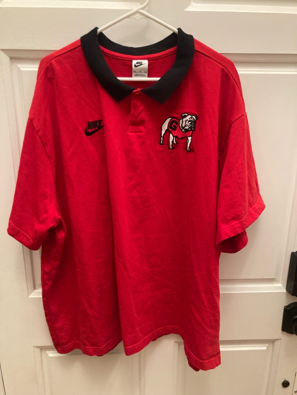 Vintage Single Stitch Nike Georgia Bulldogs red Polo with Black Collar